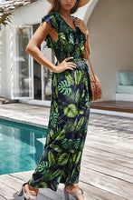 Load image into Gallery viewer, Tropical Printed V-Neck Wide Leg Jumpsuit
