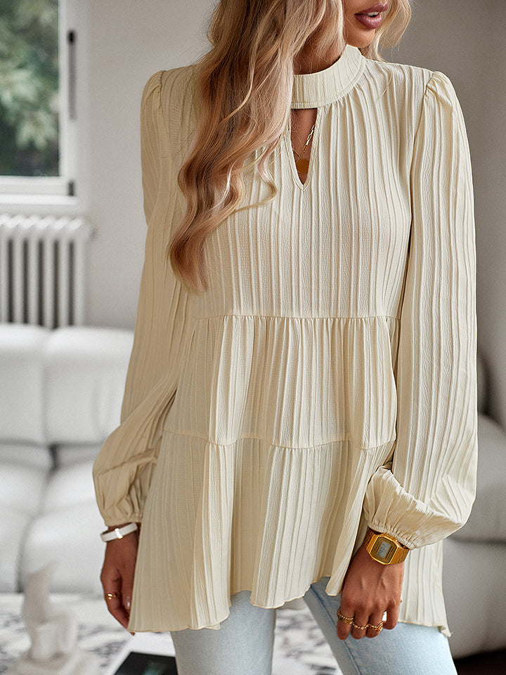 Round Neck Long Sleeve Blouse