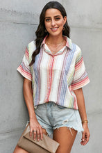 Load image into Gallery viewer, Striped Short Sleeve Button Down Top
