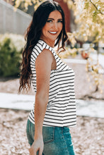 Load image into Gallery viewer, Striped Round Neck Capped Sleeve Top
