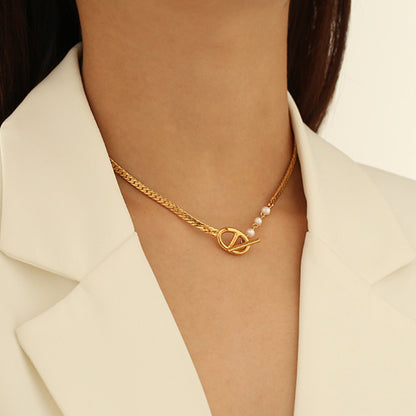 Gold Chain with Pearl Necklace