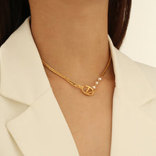 Load image into Gallery viewer, Gold Chain with Pearl Necklace
