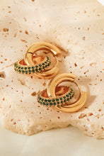 Load image into Gallery viewer, 18K Gold-Plated Inlaid Zircon Double-Hoop Earrings
