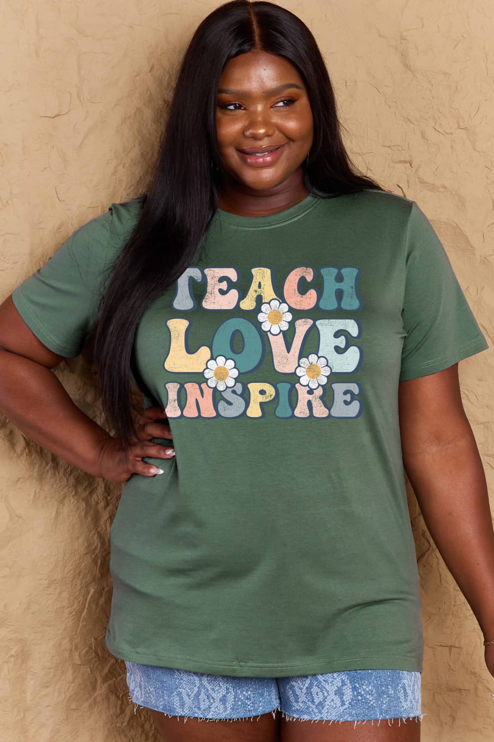 Simply Love Full Size TEACH LOVE INSPIRE Graphic Cotton T-Shirt