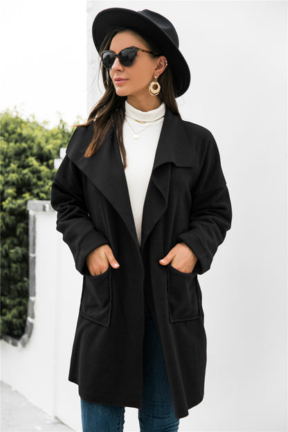 Waterfall Collar Open Front Coat