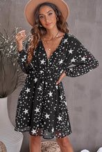 Load image into Gallery viewer, White V Neck Star Pattern Tunic Dress
