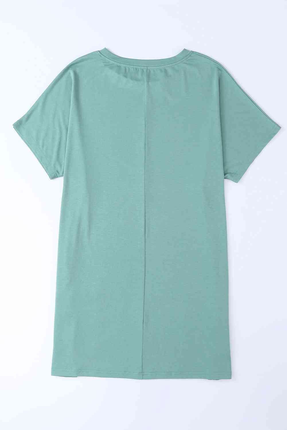 Round Neck Short Sleeve Tunic Tee