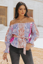 Load image into Gallery viewer, Printed Tie-Waist Off-Shoulder Blouse
