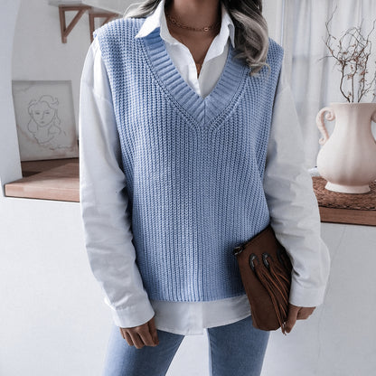 Rib-Knit V-Neck Sweater Vest