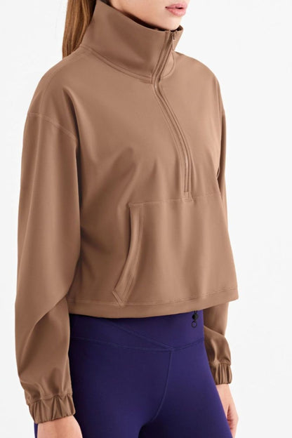 Half-Zip Dropped Shoulder Sports Top