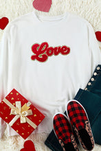 Load image into Gallery viewer, LOVE Embroidered Round Neck Dropped Shoulder Sweatshirt
