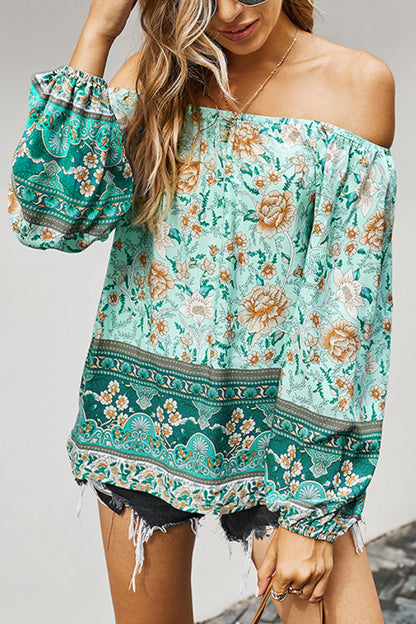 Off The Shoulder Boho Balloon Sleeve Top