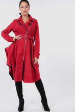 Load image into Gallery viewer, Waist Belt Tacked Faux Suede Coat
