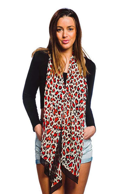 Fashion Silky Leopard Print Oblong Scarf