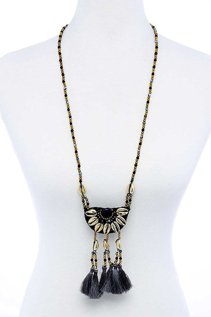 Fashion Sea Shell And Beaded Long India Necklace