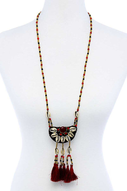 Fashion Sea Shell And Beaded Long India Necklace