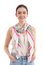 Load image into Gallery viewer, Fashion Small Floral And Stripe Pattern Silky Scarf
