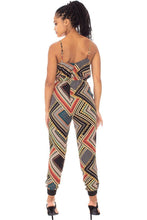 Load image into Gallery viewer, Boarder Print Wrap Drawstring Waist Jumpsuit
