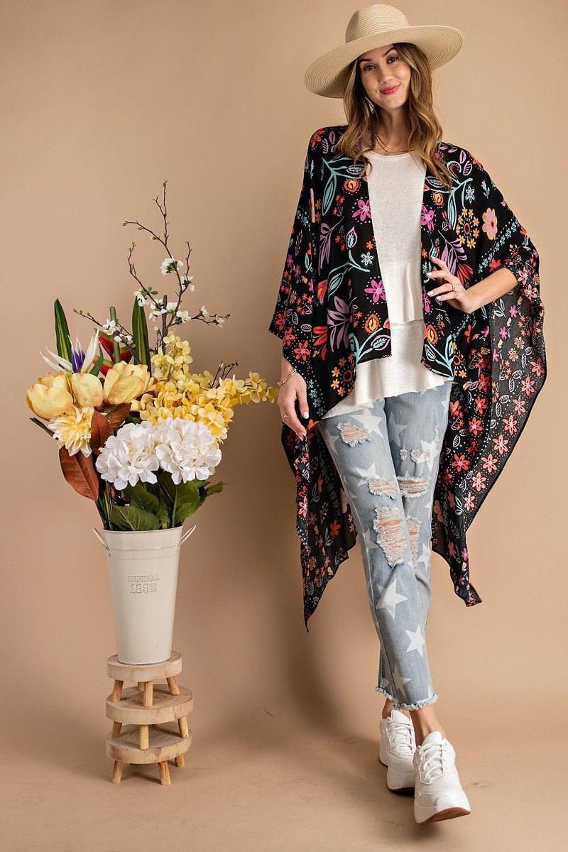 Scarf Printed Rayon Crepon Kimono