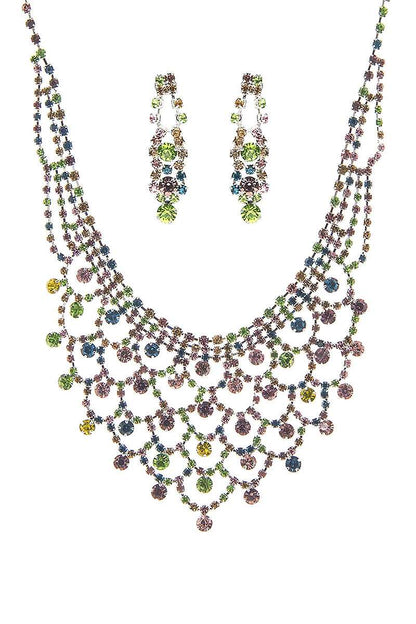 Fashion Design Rhinestone Necklace And Earring Set