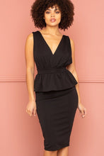 Load image into Gallery viewer, Shimmer Peplum Midi Dress
