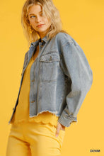 Load image into Gallery viewer, Collar Button Down Denim Jacket With Chest Pockets
