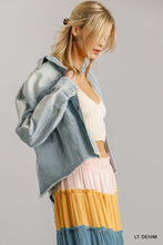Load image into Gallery viewer, Collar Button Down Denim Jacket With Chest Pockets
