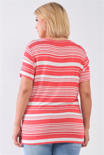 Load image into Gallery viewer, Plus Striped And Distressed Cut-out Top
