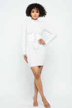 Load image into Gallery viewer, Mock Neck Long Sleeve Bodycon Mini W Bustier Detail And Stitching
