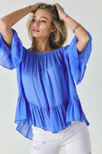 Load image into Gallery viewer, Ruffled Cold Shoulder Sheer Blouse Top

