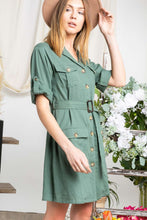 Load image into Gallery viewer, Drop Shoulder With Saist Tie Belted Dress
