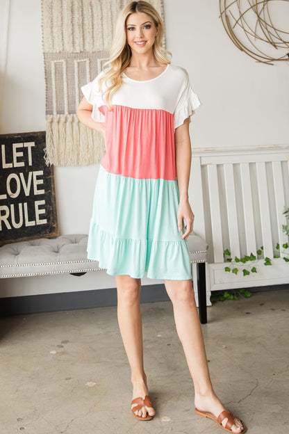 Tiered Colorblock Mini Dress