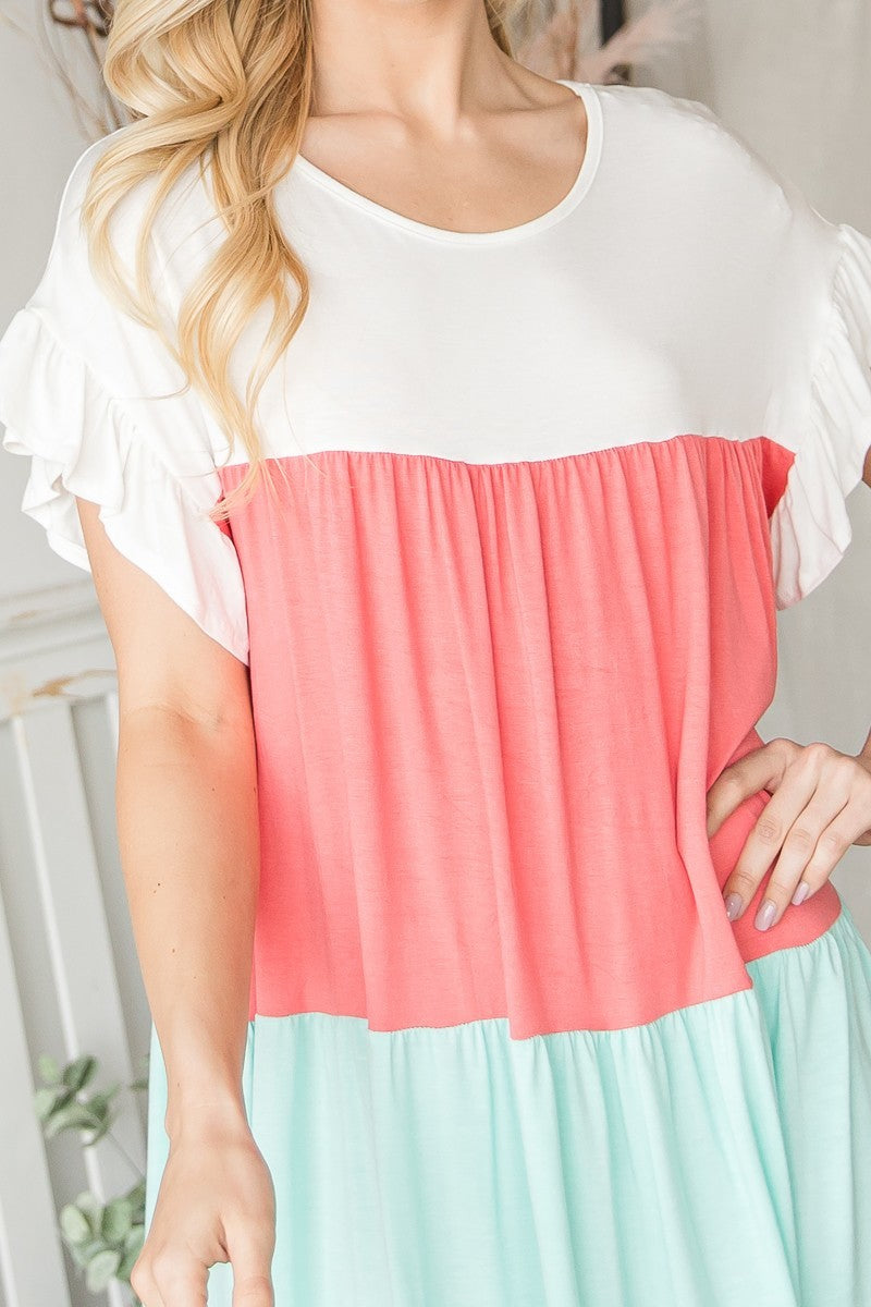 Tiered Colorblock Mini Dress