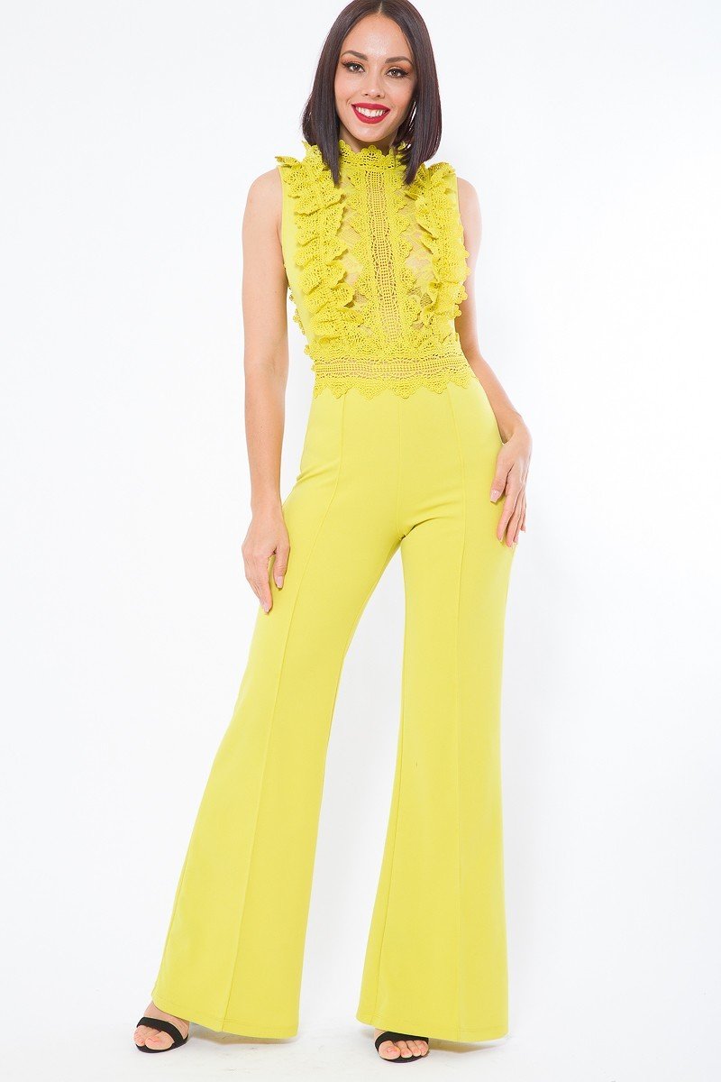 Crochet Lace Combined Bodice Jumpsuit