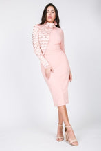 Load image into Gallery viewer, Faux Leather Tiered Long Sleeve Mesh Midi Dress
