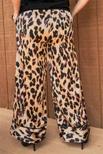 Load image into Gallery viewer, Plus Taupe Combo Leopard Print Satin High-waisted Wide Leg Pants
