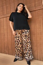 Load image into Gallery viewer, Plus Taupe Combo Leopard Print Satin High-waisted Wide Leg Pants
