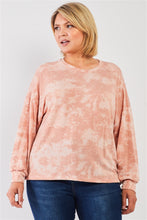 Load image into Gallery viewer, Plus Marsala Tie-dye Print Crew Neck Long Sleeve Loose Fit Sweatshirt
