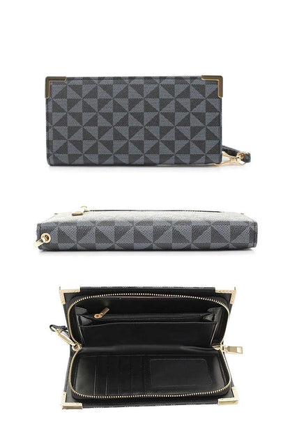 Stylish Triangle Monogram Design Zipper Hand Wallet