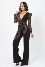 Load image into Gallery viewer, Plunging V Buckle Detail Leopard Jumpsuit

