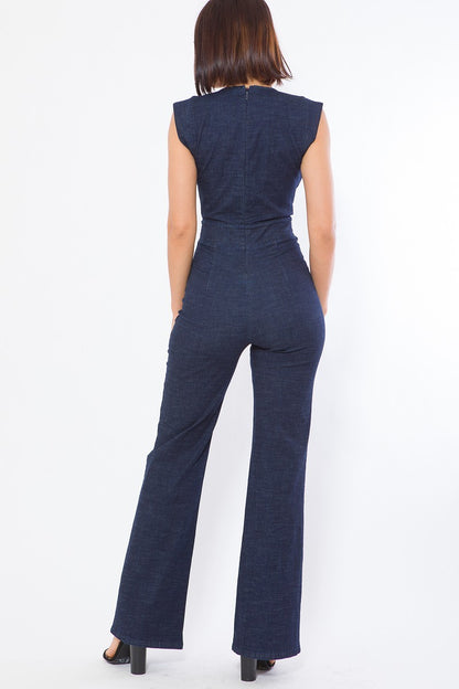 Fashion Denim Stretch Jumpsuit