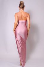 Load image into Gallery viewer, Spaghetti Strap Pleated Bust Front Slit Maxi Dress

