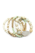 Load image into Gallery viewer, Crystal Metal Druzy Stone Bead Stretch Bracelet Set

