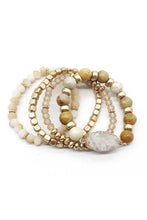 Load image into Gallery viewer, Crystal Metal Druzy Stone Bead Stretch Bracelet Set
