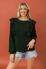 Load image into Gallery viewer, Round Neckline Front Ruffle Detail Knit Top
