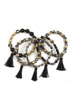 Load image into Gallery viewer, Crystal Stone Ball Bead Tassel Stretch Bracelet Set

