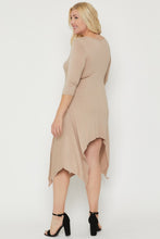 Load image into Gallery viewer, Asymmetrical Raw Edge Hem Solid Dress

