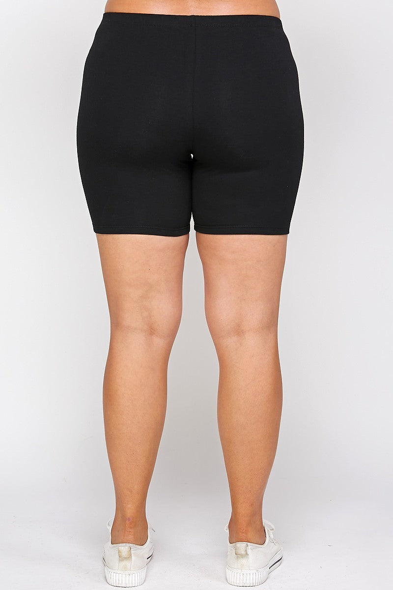 Solid Biker High-waisted Shorts With Elastic Waist