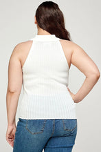 Load image into Gallery viewer, Plus Size, Solid Ribbed Knit Polo Sleeveless Top
