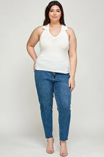Load image into Gallery viewer, Plus Size, Solid Ribbed Knit Polo Sleeveless Top
